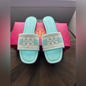 Tory Burch Logo Jacquard Slide Sandals